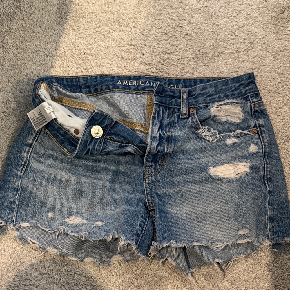American Eagle Outfitters Distressed Tomgirl Midi Jean Shorts